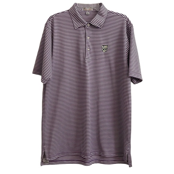Peter Millar Large L Summer Comfort Golf Polo Shirt Hamilton Farm Purple Striped - Picture 10 of 16